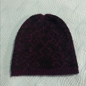 Kooples Purple with Metallic Accents Leopard Print Mohair Blend Knitted Beanie